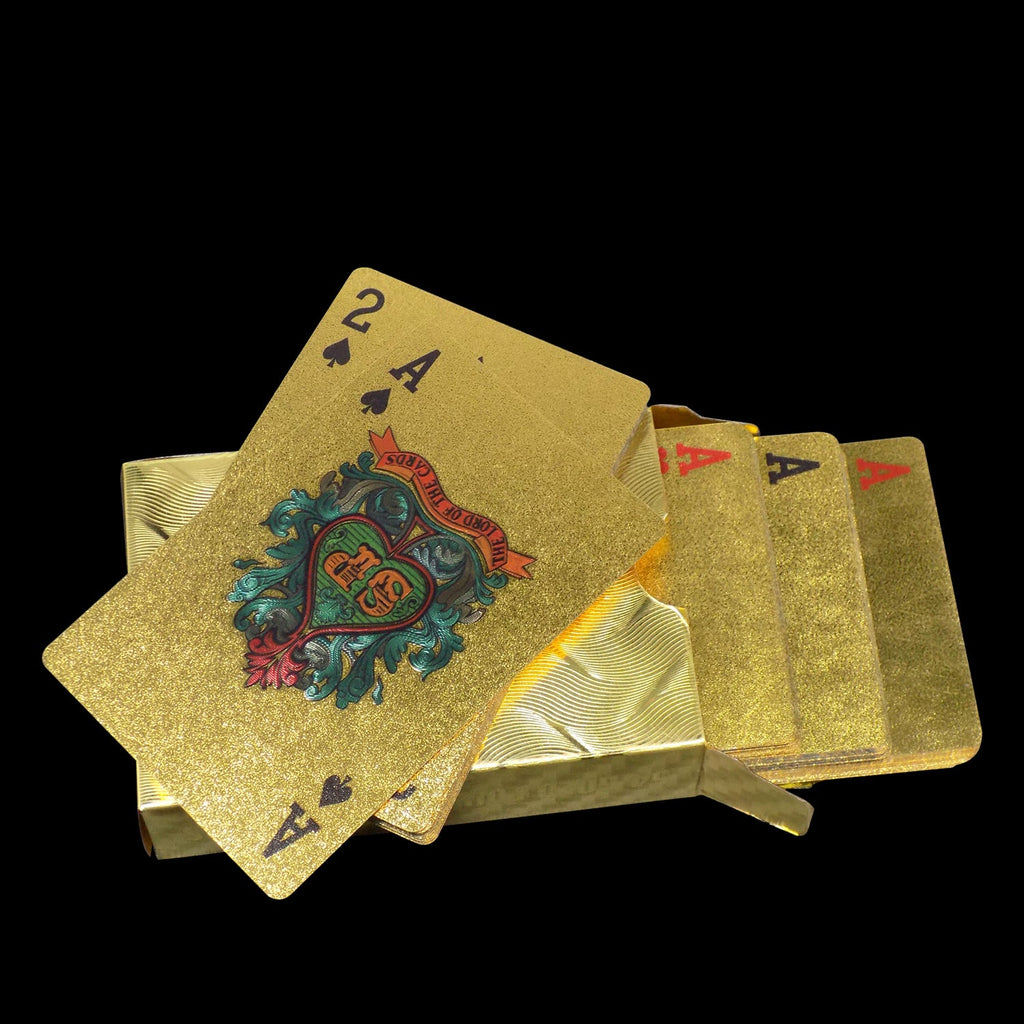 Stylish golden playing cards with a sophisticated design for gifting.