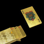 Luxury gold playing cards stacked, highlighting their high-end feel.