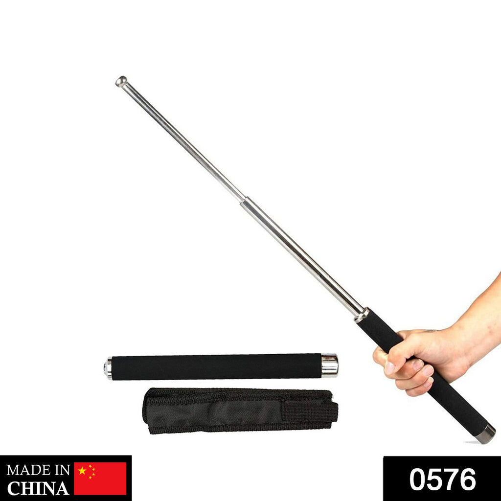 The compact, folded collapsible self-defense stick for easy portability.