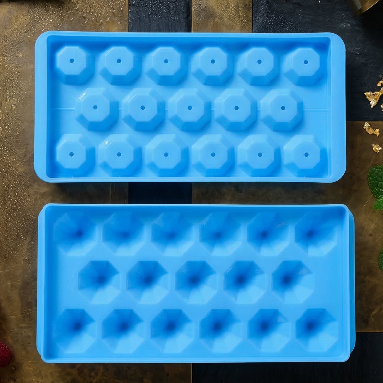 Easy release ice tray with flexible silicone material