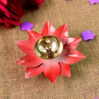 Top angle showing lotus petals of brass oil diya for diya lighting