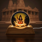 Soft warm glow of Lord Shiva LED night light illuminating bedroom corner