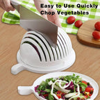 Assortment of colourful fruits and vegetables arranged around the 60 Seconds Salad Cutter.