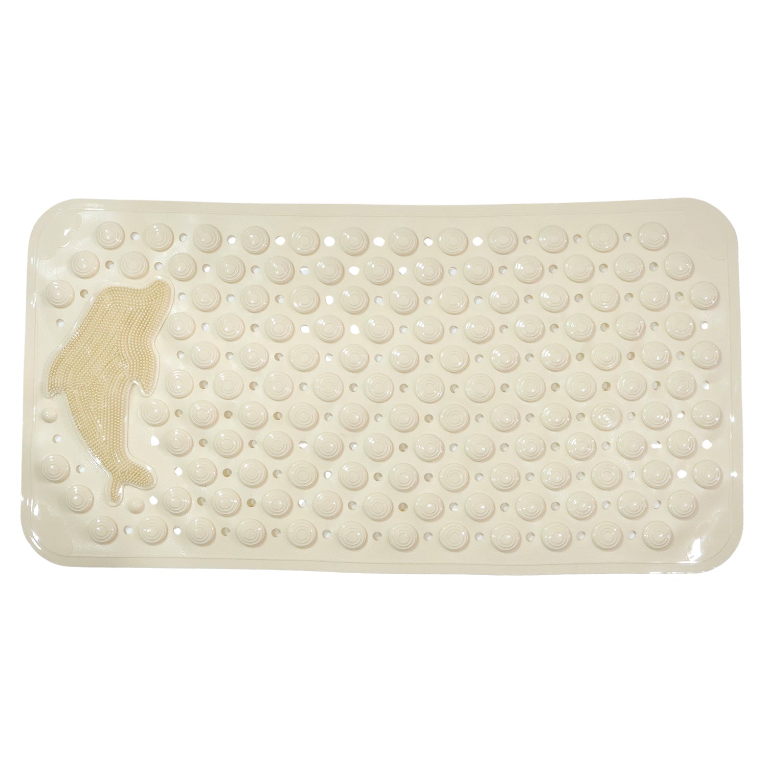 Anti-slip bath mat positioned inside bathtub providing secure footing