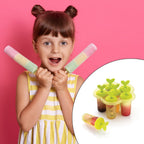 Colorful ice candies being made in a plastic popsicle mold.