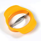 Mango chopper tool with a sharp stainless steel blade, ideal for quick fruit preparation.