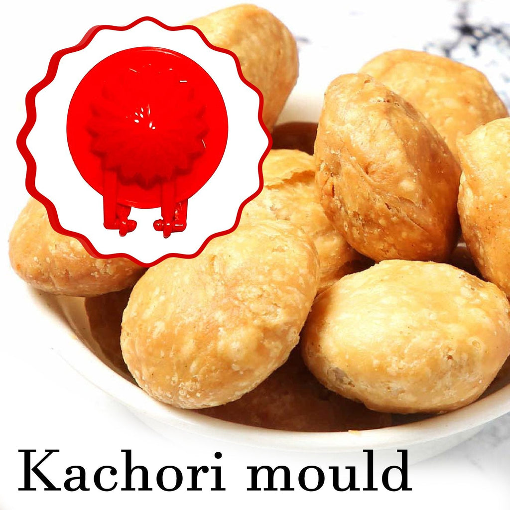 Variety of Indian snacks like gujiya and modak made using the dough press.