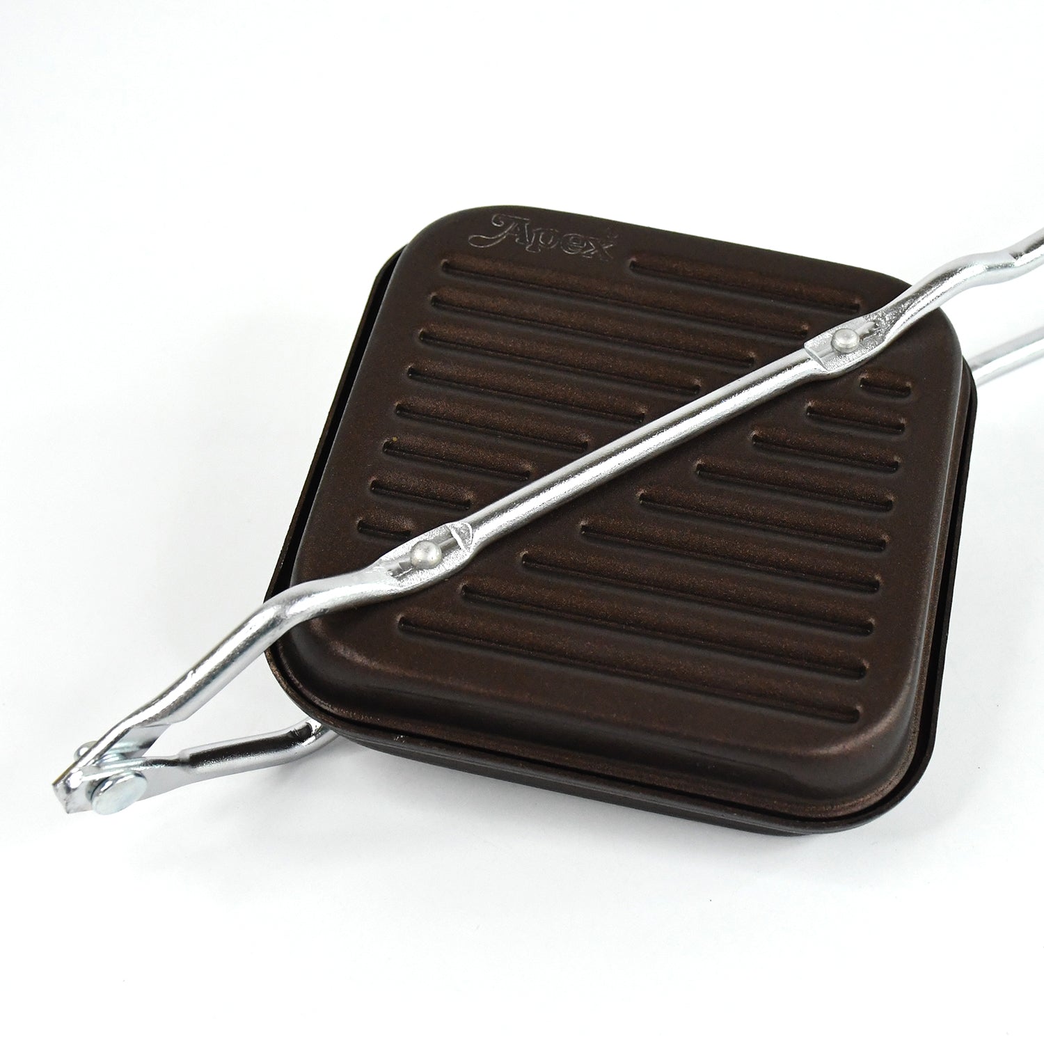 Side profile of Apex aluminium grill sandwich toaster with locking mechanism