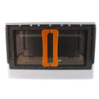 Plastic storage box folded flat to save space when not in use