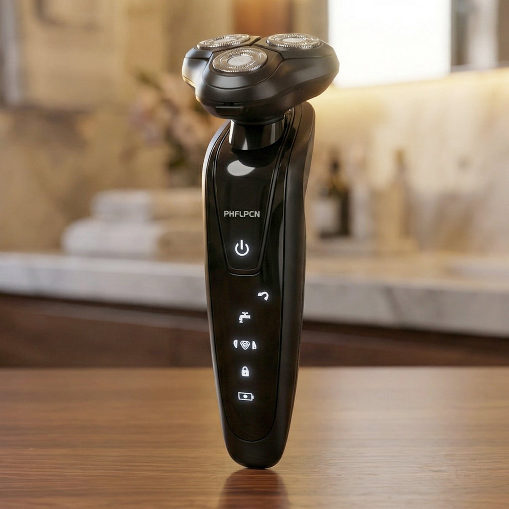 Electric beard trimmer with ergonomic handle