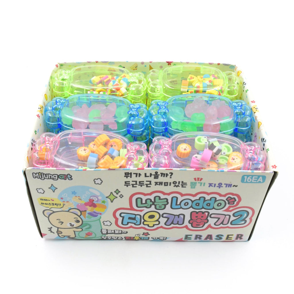 Variety of fun, multi-design rubber erasers for school and art projects.