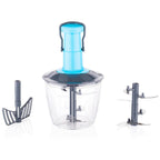 User operating 6-blade vegetable chopper for chopping onions and salads