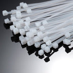 Detailed view of a nylon cable tie's rounded edges, designed for safe handling.