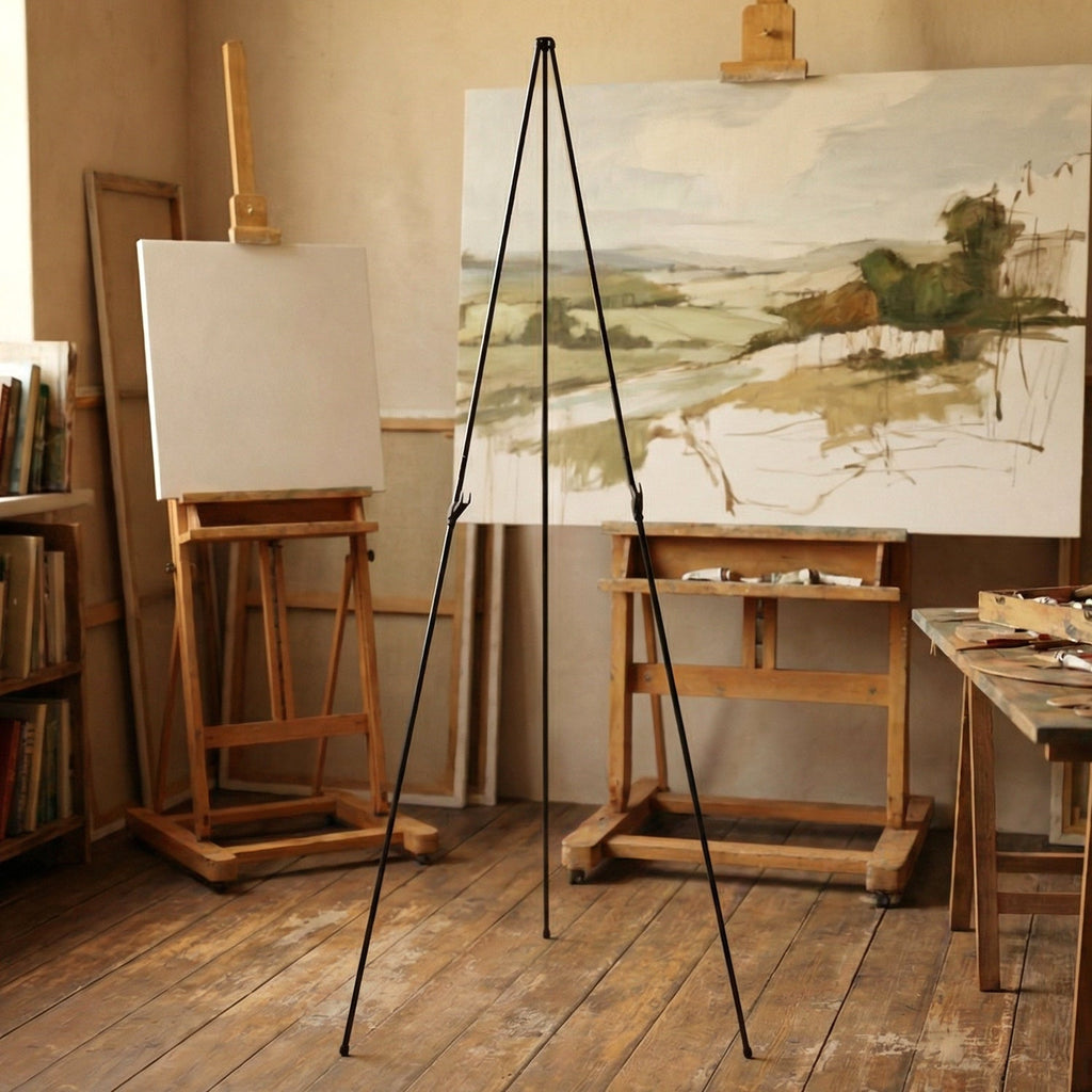 Lightweight exhibition display easel stand made of metal tripod