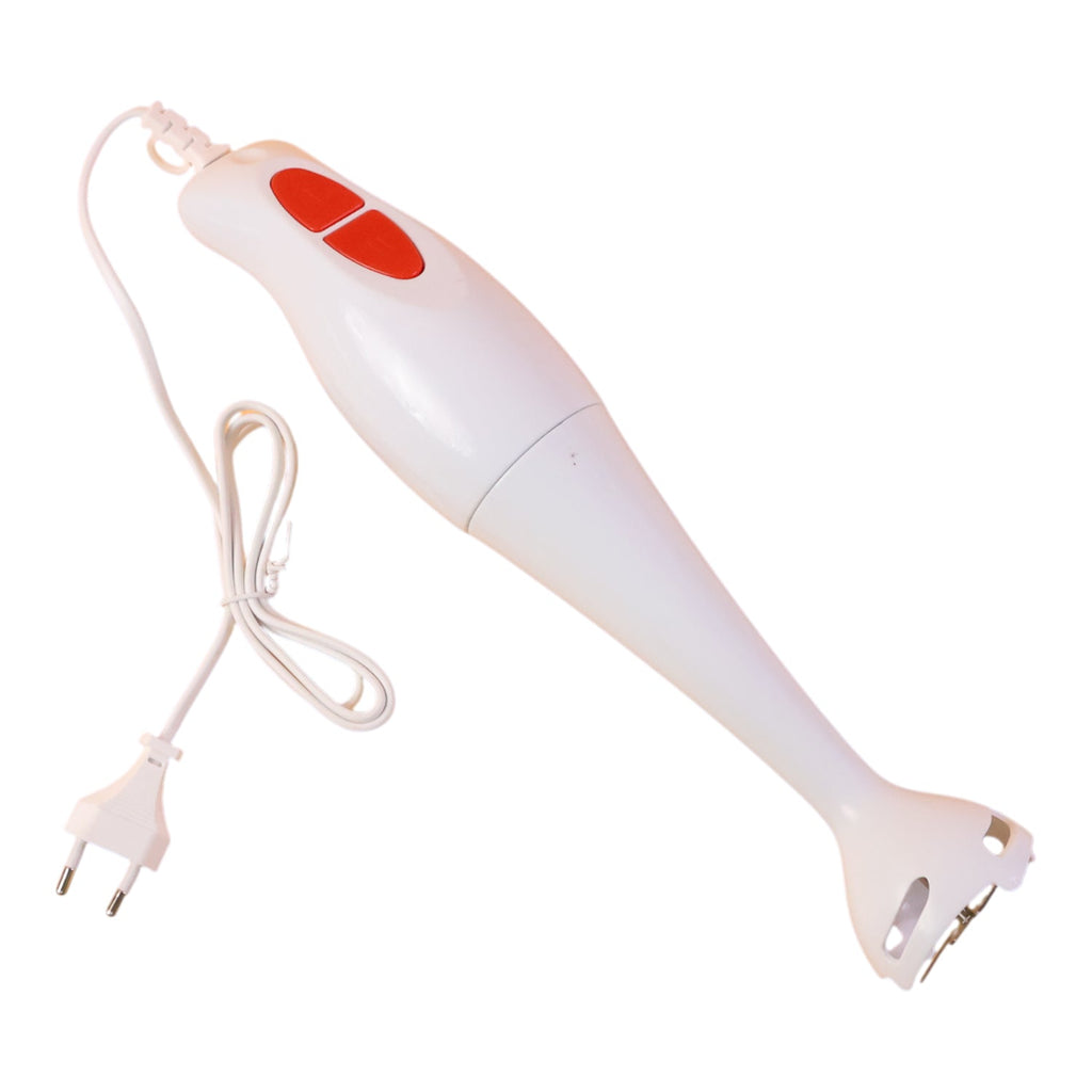Electric hand blender stick blending hot soup in pot