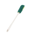 Bottle cleaning brush scrubbing inside a glass bottle with dual-layer head