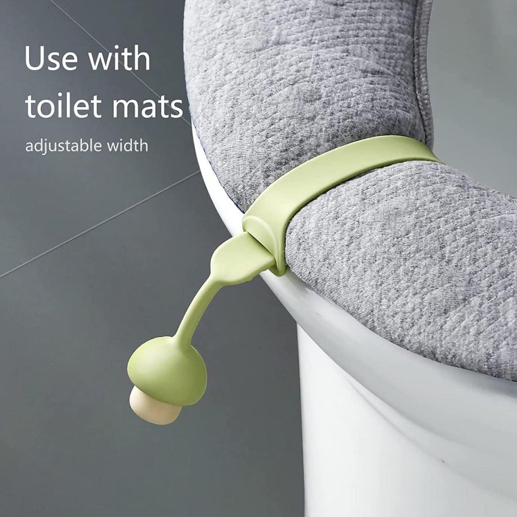Close-up of the adjustable silicone toilet seat lifter band.