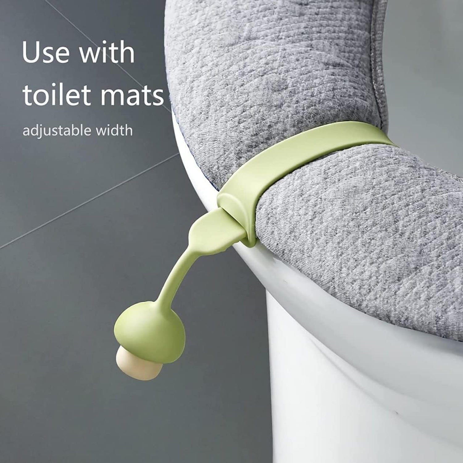 Close-up of the adjustable silicone toilet seat lifter band.