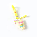 Flexible silicone loop of teddy bear keychain with metal ring for secure key attachment