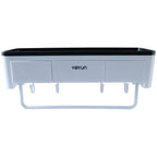 Bathroom wall-mounted storage rack with towel bar and hooks