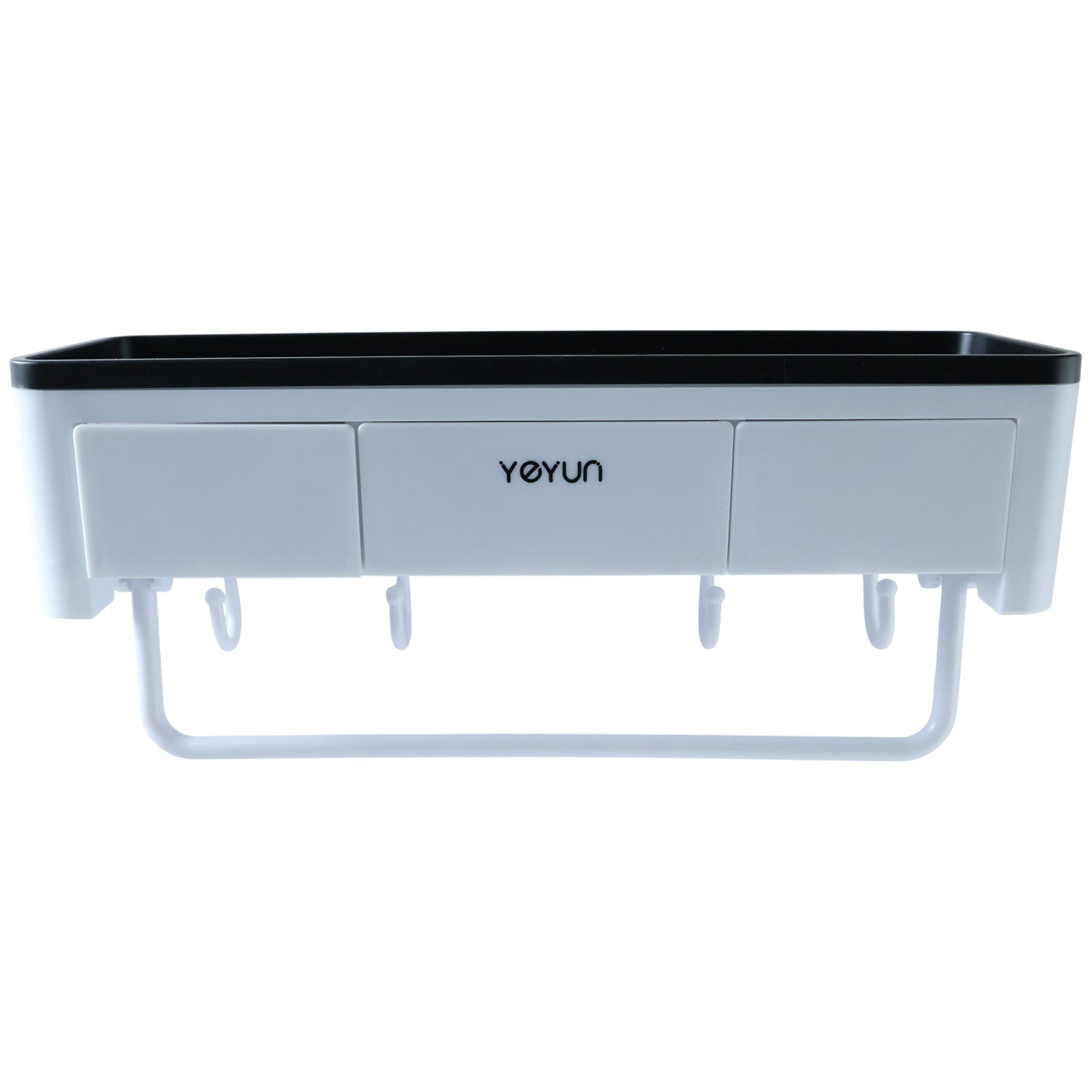 Bathroom wall-mounted storage rack with towel bar and hooks