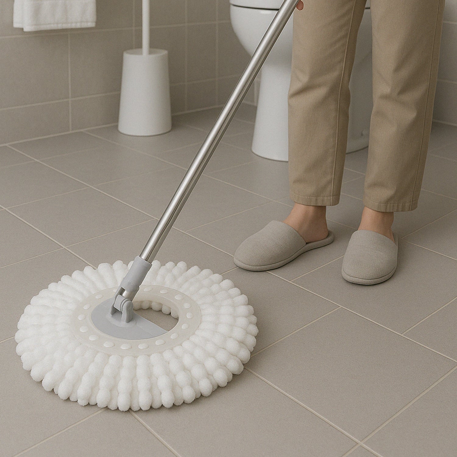 Magic Mop Refill Head showing cleaning action with absorbent microfiber