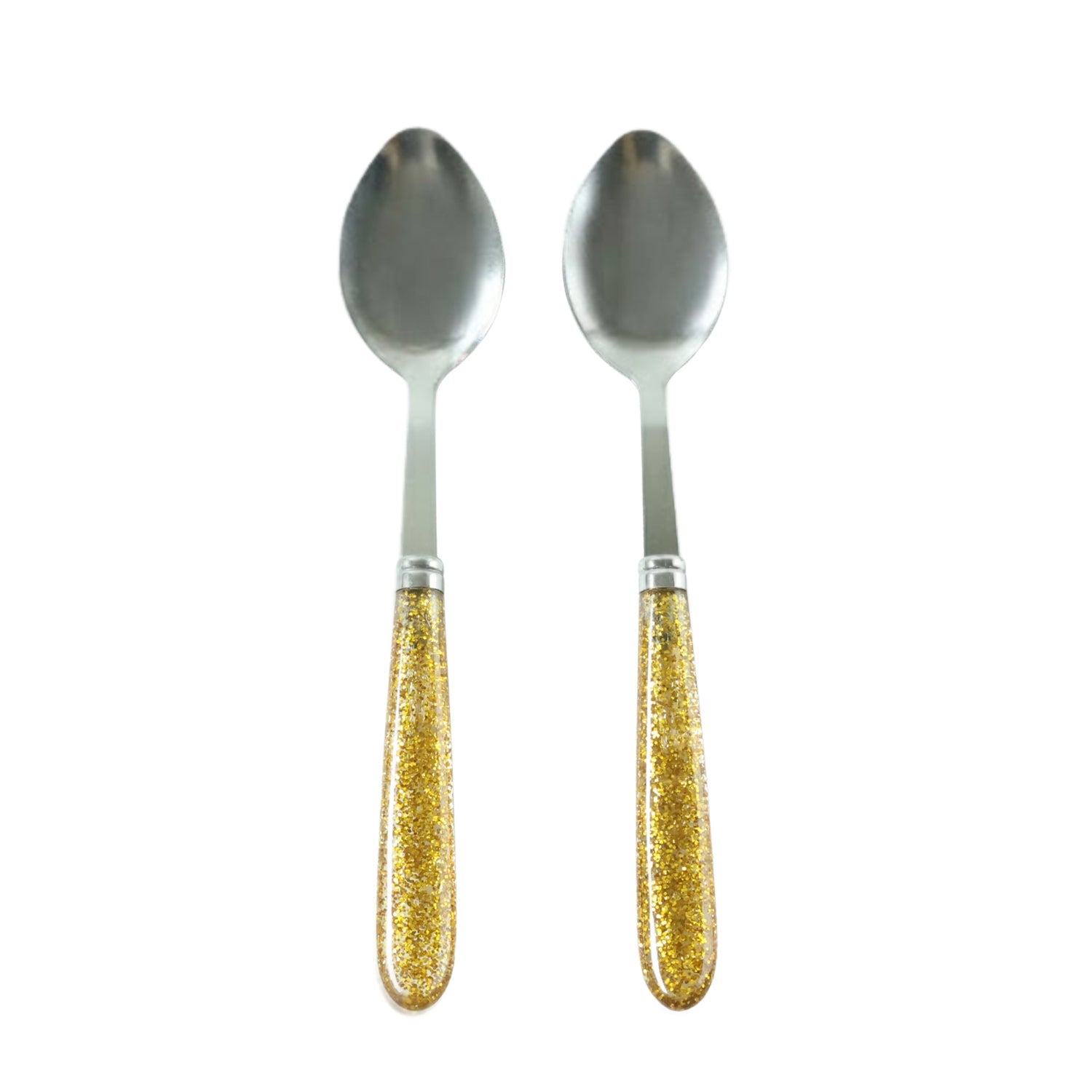 Kitchen spoon set of 2 with glitter handle design for daily dining and parties
