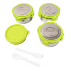 Open Ganesh Stainless Steel Tiffin Lunch Box, revealing its spacious interior for a complete meal.