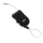 The combination cable lock displayed with its packaging and user manual for easy setup.