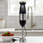 Electric hand blender with stainless steel stick and ergonomic handle