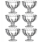 Set of glass ice cream bowls presented in a stylish printed gift box, ideal for gifting.