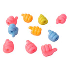 A row of colourful mini utility hangers, highlighting their compact and varied design.