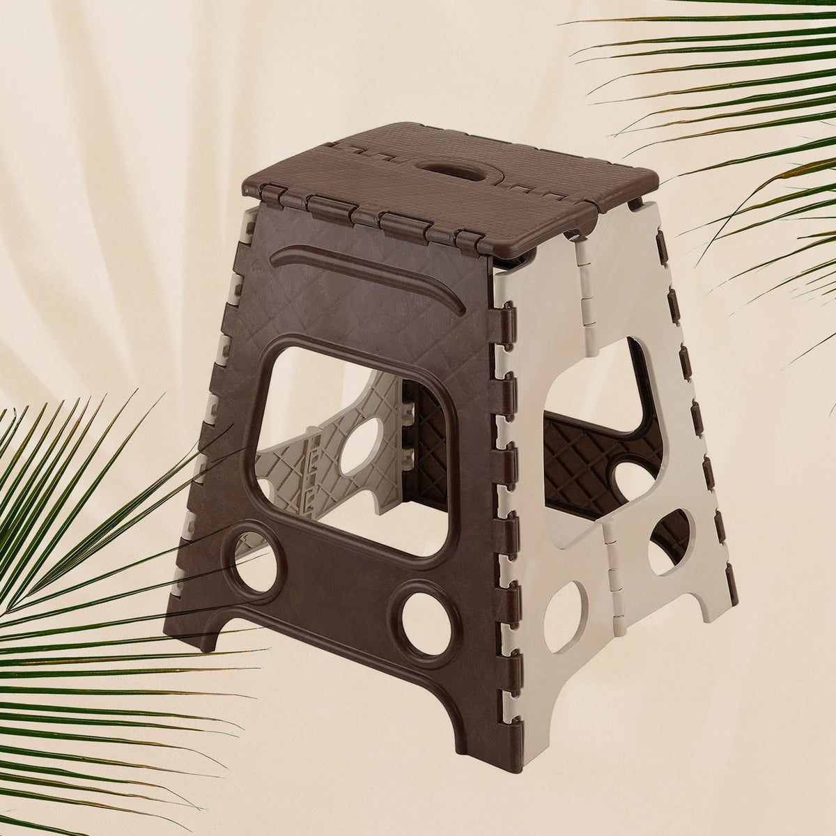 Sturdy 18 Inch Folding Stool with non-slip surface, supporting up to 95 kg for daily tasks.
