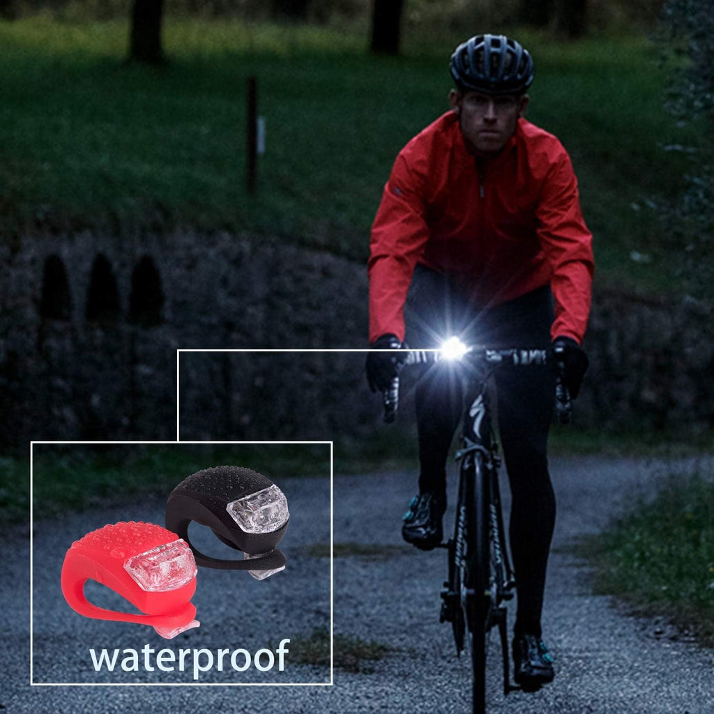 Components of the Bike Light Set laid out, including LED lights and silicone straps.