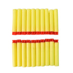 Close-up of a soft foam dart, showing compatibility with Nerf blasters.