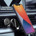 The rotating magnetic car phone holder in an upright position, ready for use.