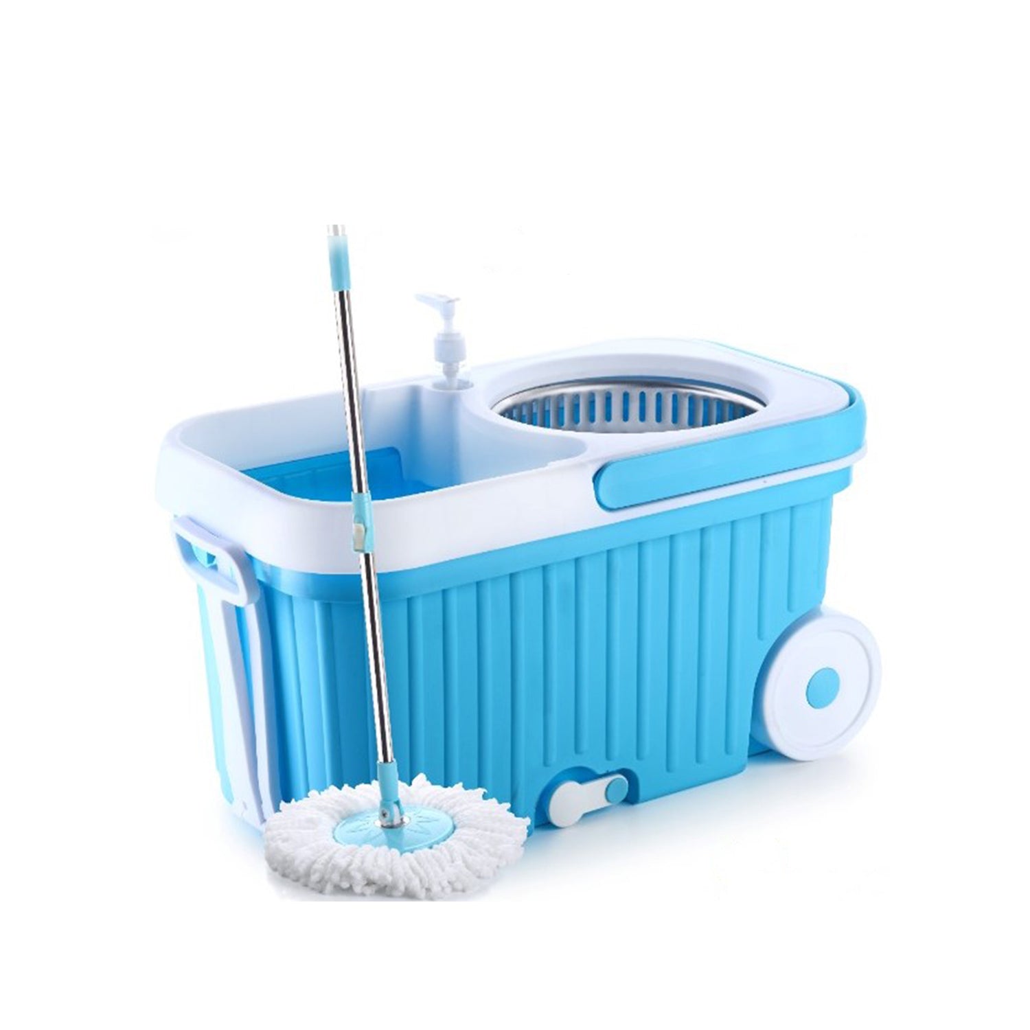 Side view of the Ganesh 360 Spin Mop with Wheels, highlighting its ergonomic design.