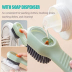 Textured non-slip handle of the cleaning brush designed for a firm grip.