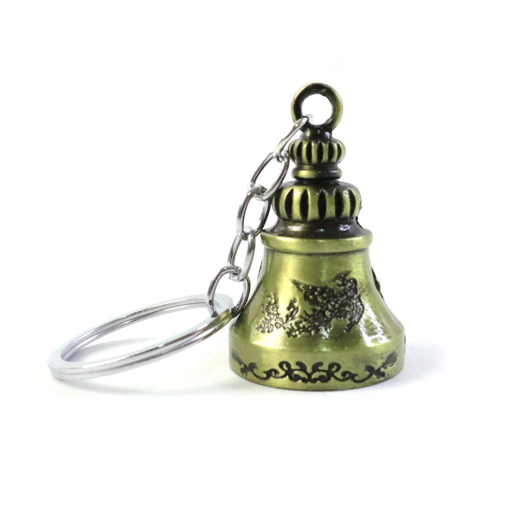 Collection of mixed color metal small temple bell keychains