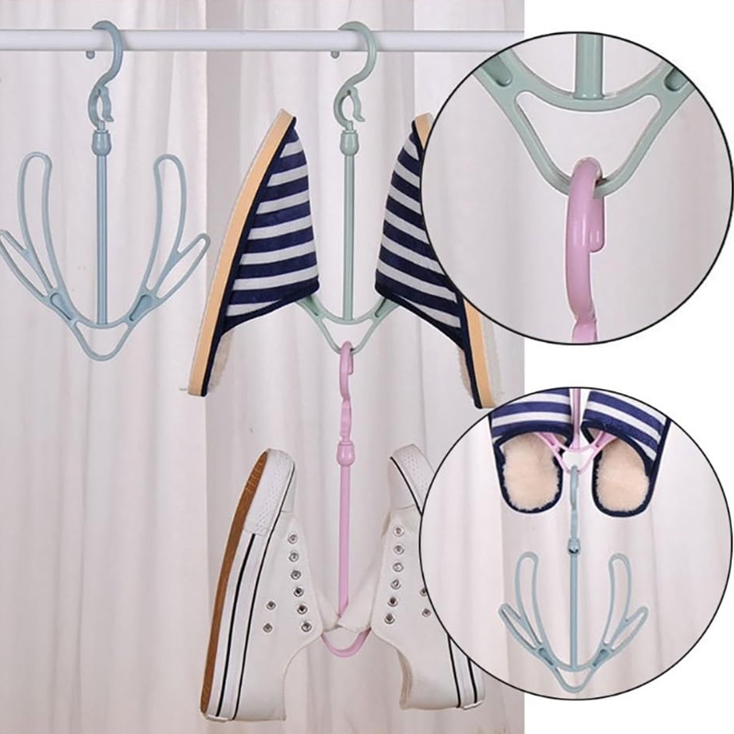 Front view of the Shoe Drying Hanger, showcasing its rotatable design.