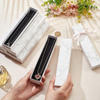 Side view of the empty marble finish jewelry gift box, showcasing its elegant profile, 21x5cm.