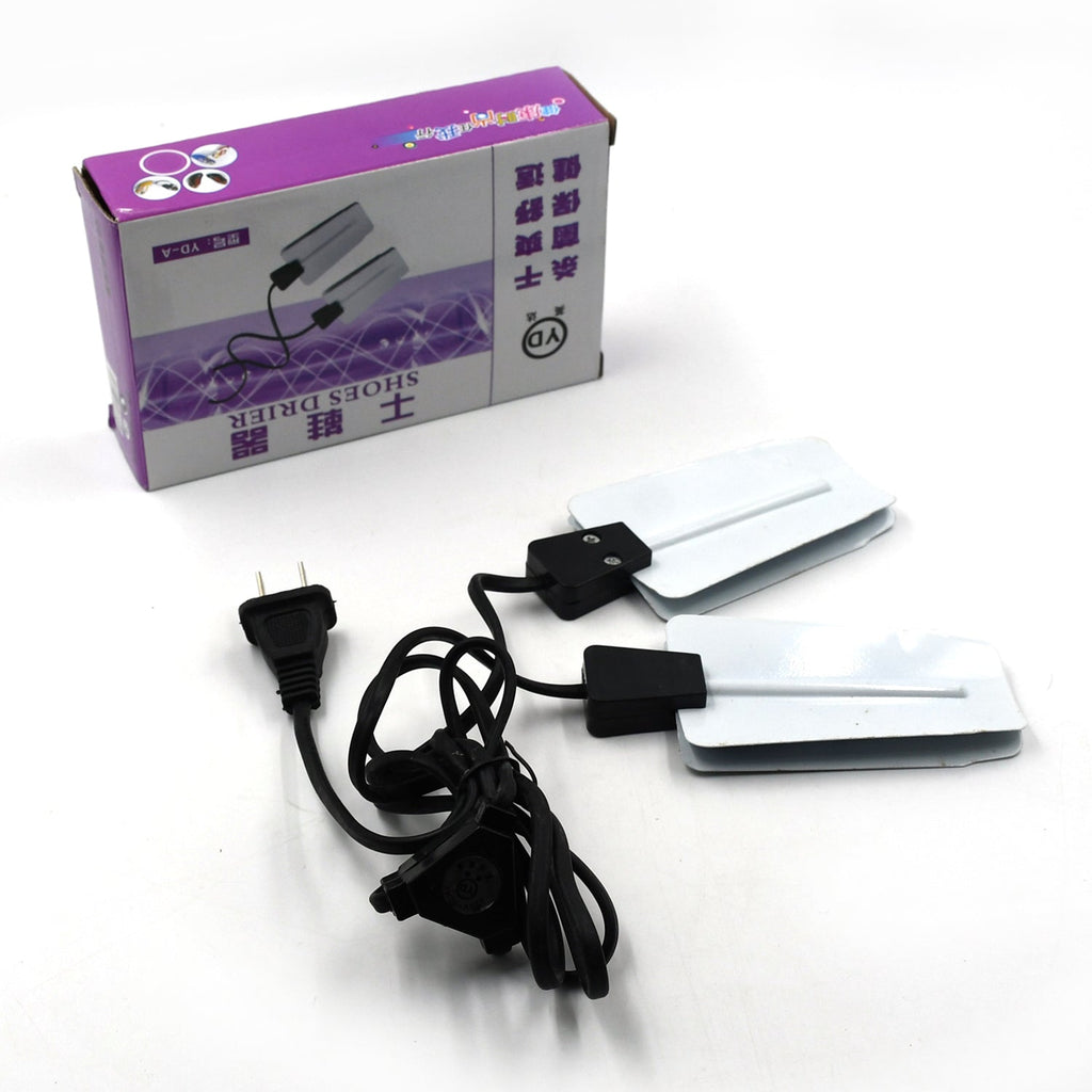 USB powered portable electric shoe drying device with intelligent timing for travel.