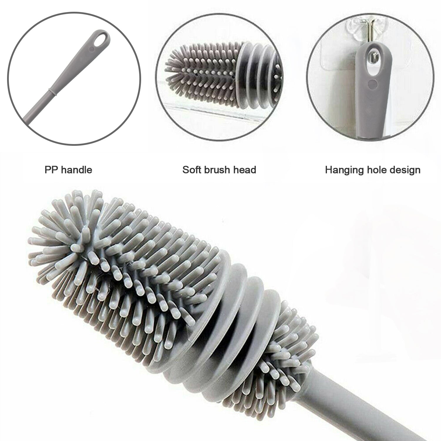 Durable cleaning brush suitable for bottles and various jars.