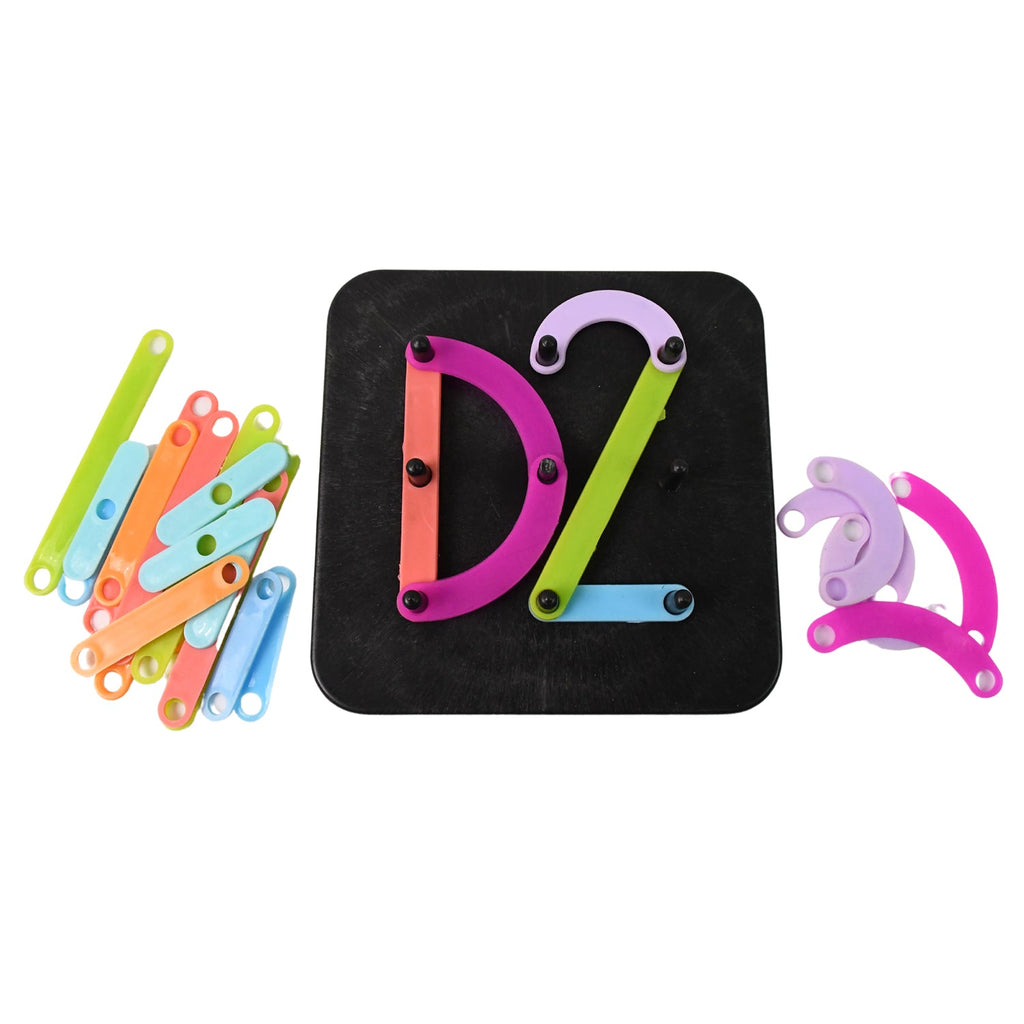 Kids happily learning numbers and letters with the construction puzzle toy.