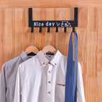 Carbon steel door hanger rack with six durable hooks in black finish