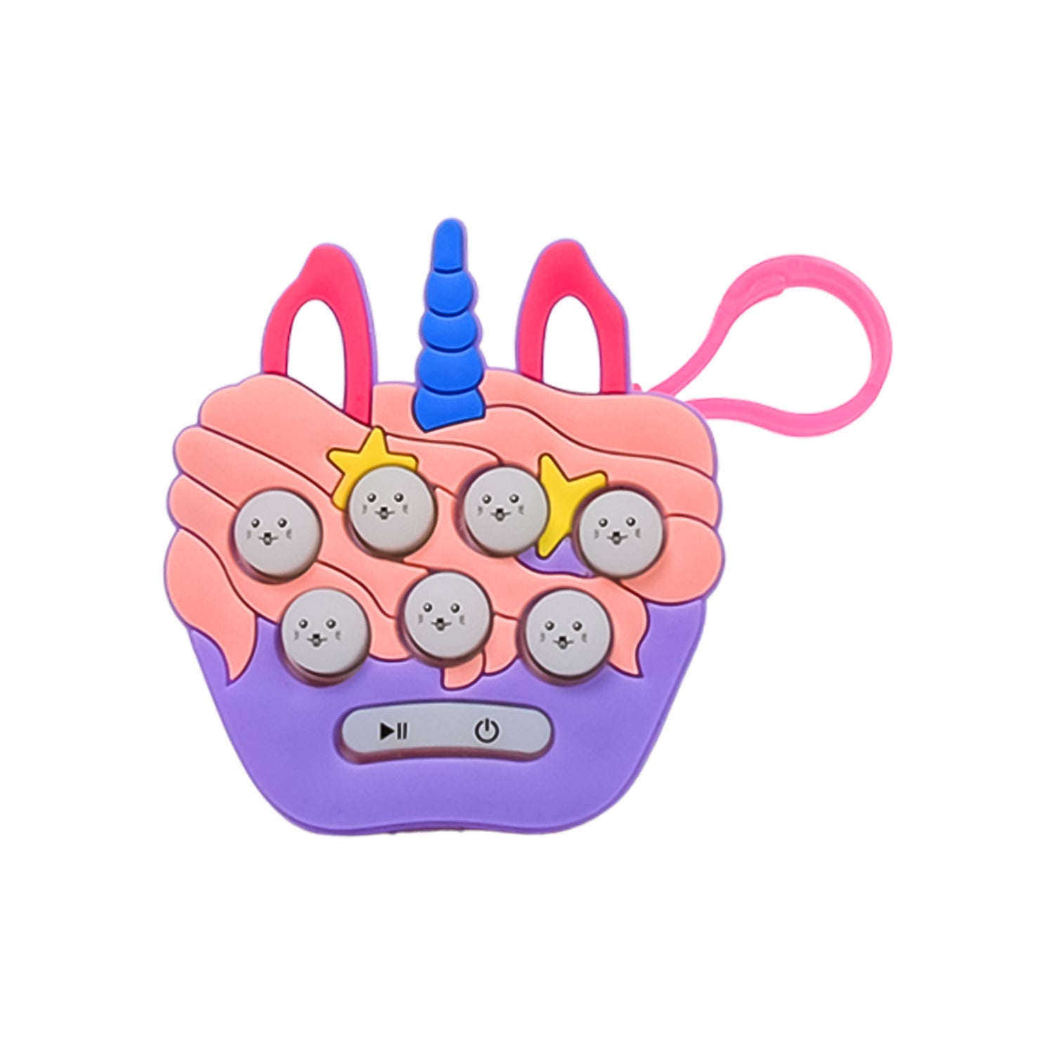 Close-up of the tactile buttons on the Mini Push Bubbles Game, a sensory fidget toy.