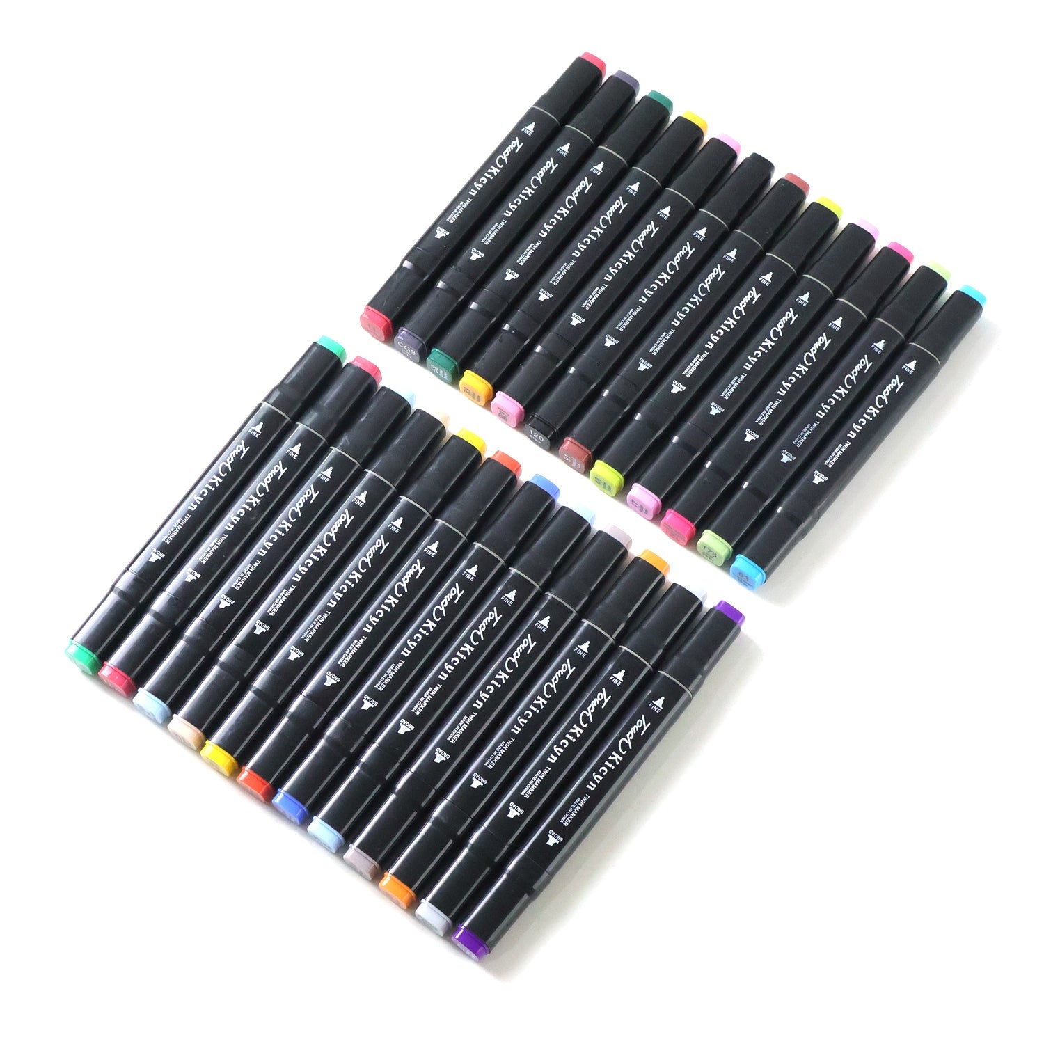 Organized set of dual tip markers for art and craft projects