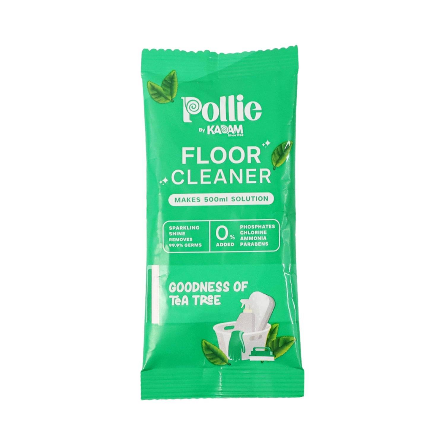 Compact refill sachet for floor cleaner with streak-free, quick-dry formula