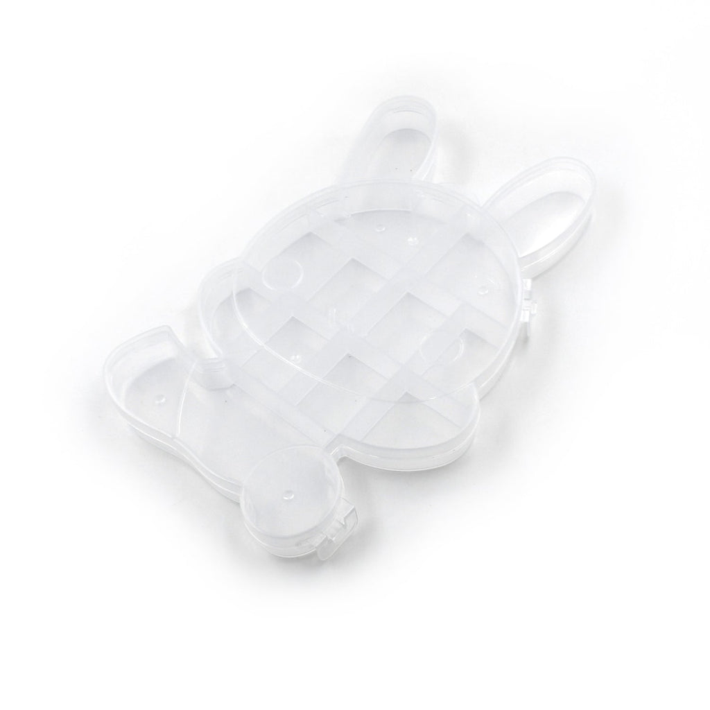 Side view of the transparent bear organizer, showcasing its compact design.