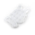 Side view of the transparent bear organizer, showcasing its compact design.